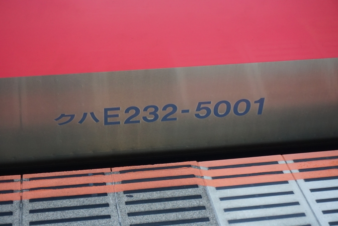 鉄道乗車記録の写真:車両銘板(3)        「JR東日本 クハE232-5001」