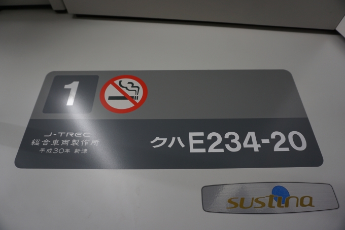 鉄道乗車記録の写真:車両銘板(3)        「JR東日本 クハE234-20」