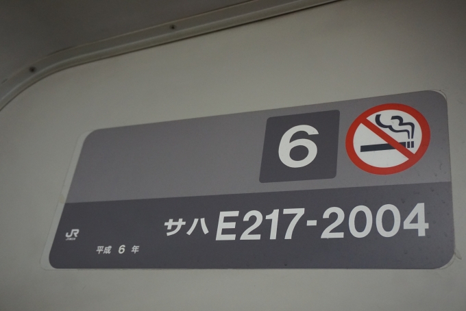 鉄道乗車記録の写真:車両銘板(4)        「JR東日本 サハE217-2004」
