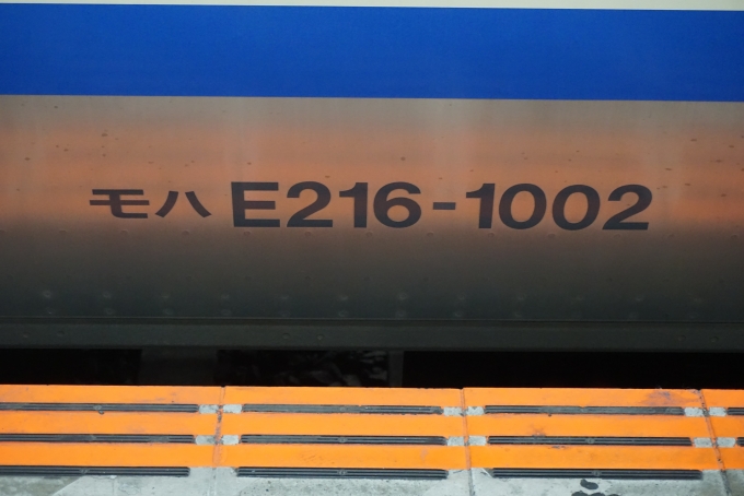 鉄道乗車記録の写真:車両銘板(6)        「JR東日本 モハE216-1002」