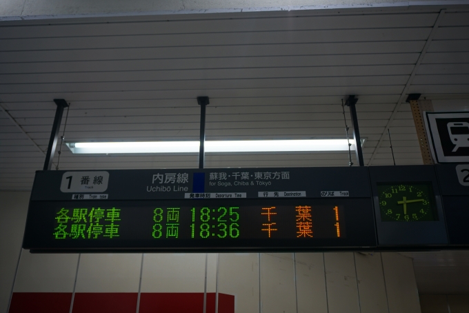 鉄道乗車記録の写真:駅舎・駅施設、様子(2)        「五井駅1番線案内」