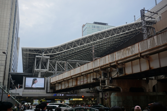 鉄道乗車記録の写真:駅舎・駅施設、様子(2)        「大阪駅近くの交差点は人が沢山います」