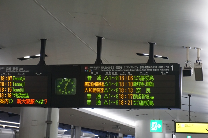 鉄道乗車記録の写真:駅舎・駅施設、様子(4)        「大阪駅1番のりば案内」