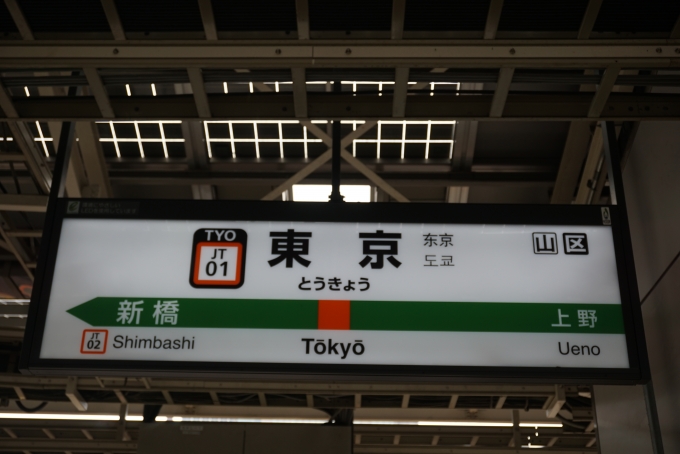 鉄道乗車記録の写真:駅名看板(5)        「東海道線東京駅」