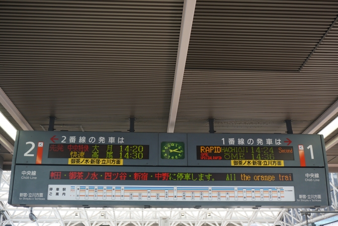 鉄道乗車記録の写真:駅舎・駅施設、様子(2)        「中央線東京駅発車案内」