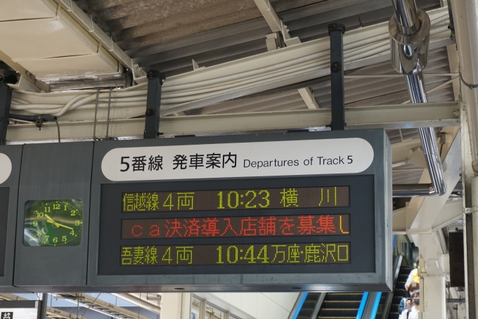鉄道乗車記録の写真:駅舎・駅施設、様子(3)        「高崎駅5番線案内」