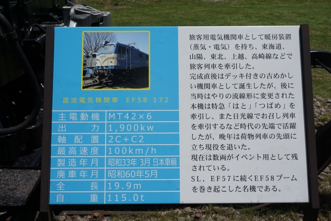 鉄道乗車記録の写真:旅の思い出(28)        「国鉄EF58形電気機関車172詳細」