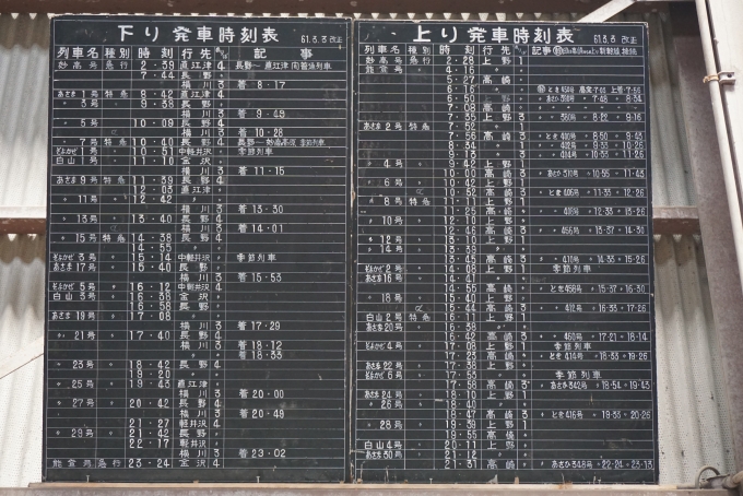 鉄道乗車記録の写真:旅の思い出(32)        「昭和61年3月3日改正した横川駅発車時刻表」
