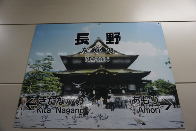 鉄道乗車記録の写真:駅名看板(12)        「長野駅」