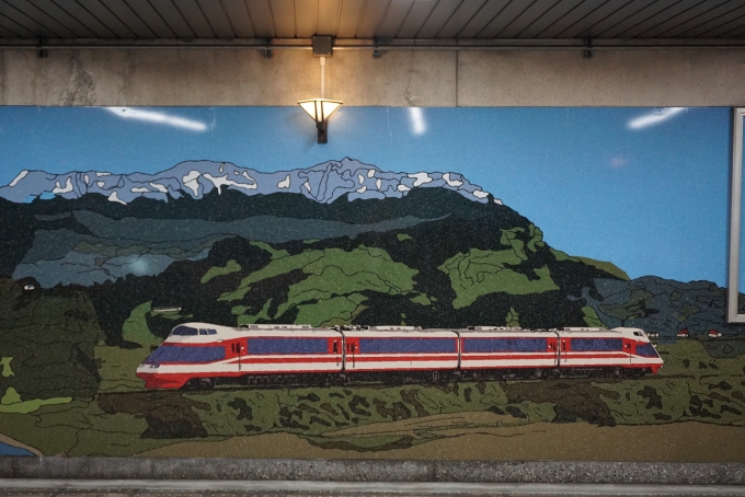 鉄道乗車記録の写真:駅舎・駅施設、様子(15)        「壁面デザインの特急車両ゆけむり」