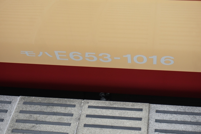 鉄道乗車記録の写真:車両銘板(13)        「JR東日本 モハE653-1016」