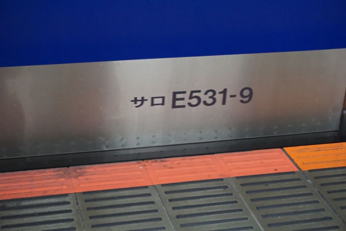 鉄道乗車記録の写真:車両銘板(3)        「JR東日本 サロE531-9」
