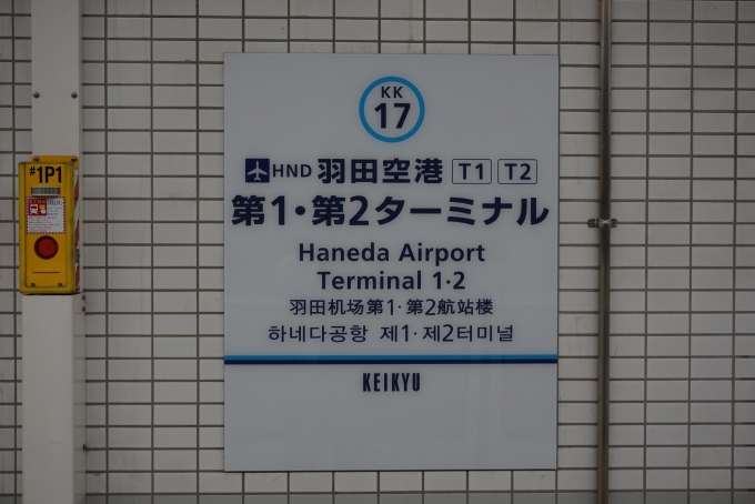 鉄道乗車記録の写真:駅名看板(5)        「羽田空港第1・第2ターミナル駅」