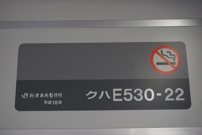 鉄道乗車記録の写真:車両銘板(4)        「JR東日本 クハE530-22」