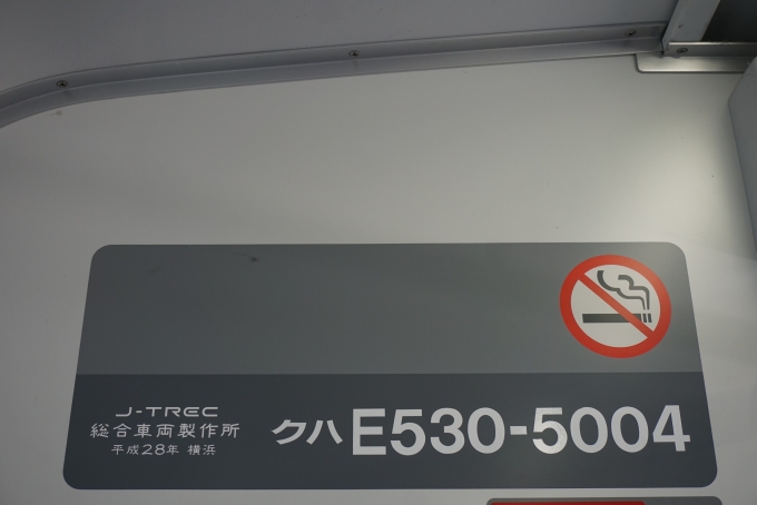 鉄道乗車記録の写真:車両銘板(9)        「JR東日本 クハE530-5004」