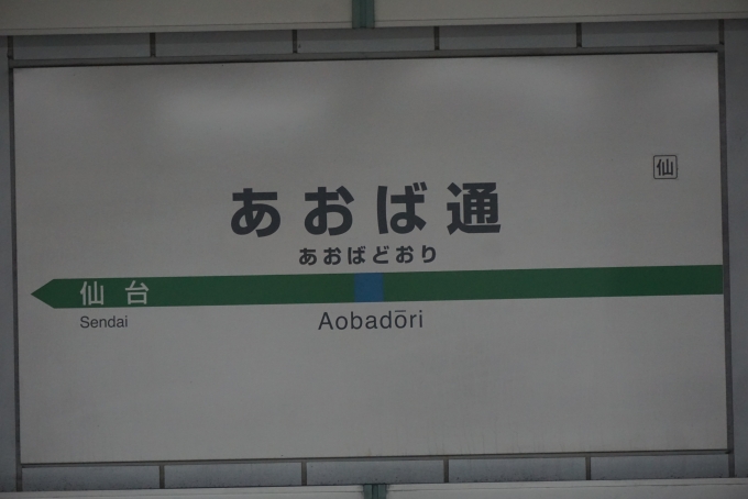 鉄道乗車記録の写真:駅名看板(4)        「あおば通駅」