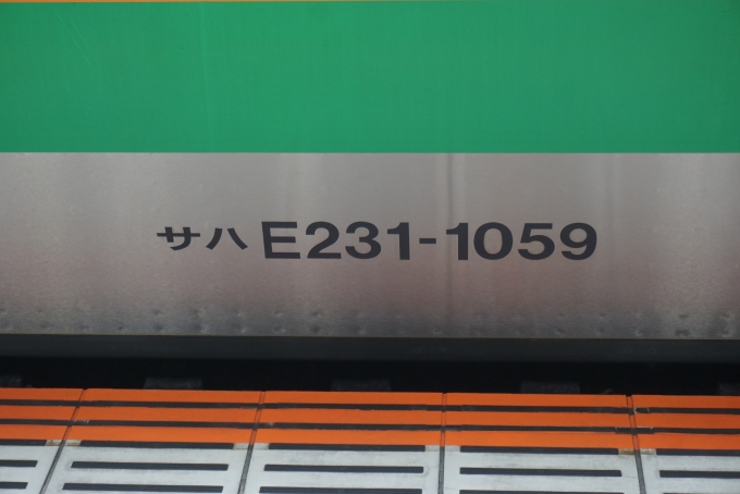 鉄道乗車記録の写真:車両銘板(3)        「JR東日本 サハE231-1059」