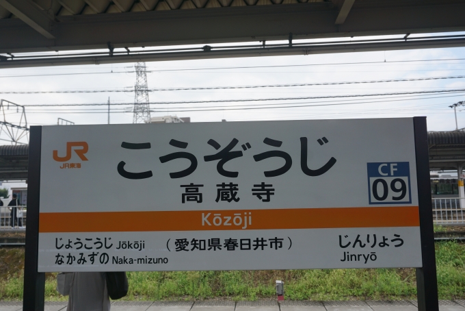 鉄道乗車記録の写真:駅名看板(11)        「高蔵寺駅」