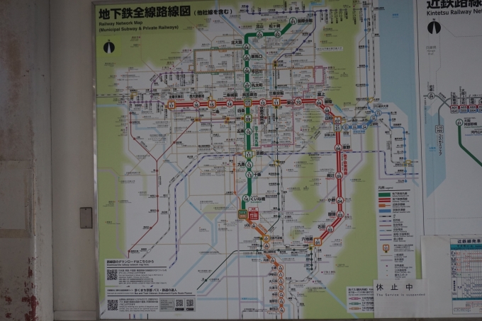 鉄道乗車記録の写真:駅舎・駅施設、様子(18)        「竹田駅地下鉄路線図」