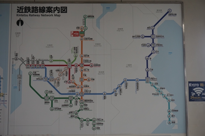 鉄道乗車記録の写真:駅舎・駅施設、様子(19)        「竹田駅近鉄路線案内図」