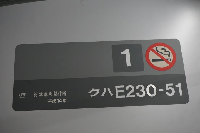 鉄道乗車記録の写真:車両銘板(2)        「JR東日本 クハE230-51」