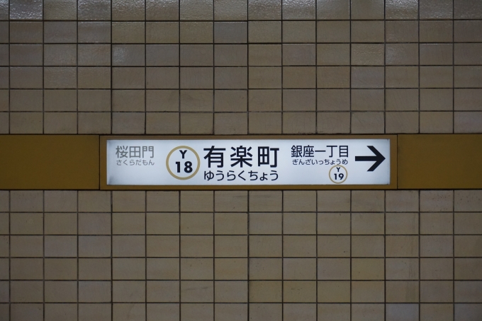 鉄道乗車記録の写真:駅名看板(1)        「有楽町線有楽町駅」