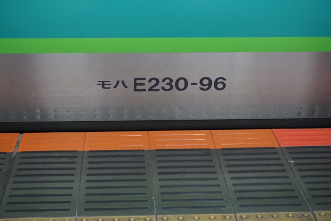 鉄道乗車記録の写真:車両銘板(3)        「JR東日本 モハE230-96
乗車した車両」