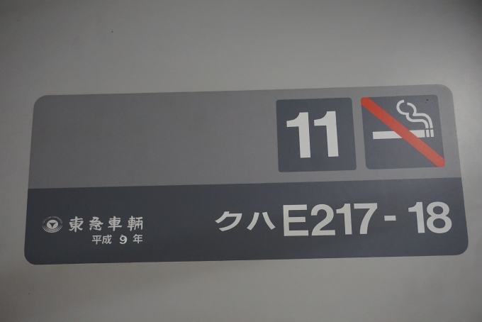 鉄道乗車記録の写真:車両銘板(3)        「JR東日本 クハE217-18」