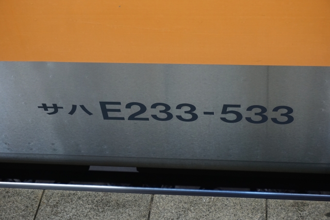鉄道乗車記録の写真:車両銘板(1)        「JR東日本 サハE233-533」