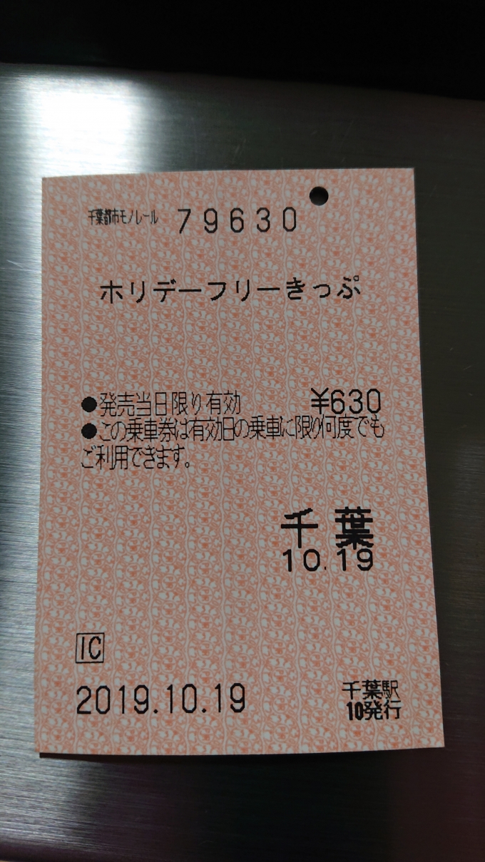 鉄道乗車記録の写真:きっぷ(3)        「千葉都市モノレールの乗車に使用したホリデーフリーきっぷ」