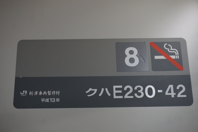 鉄道乗車記録の写真:車両銘板(4)        「JR東日本 クハE230-42」