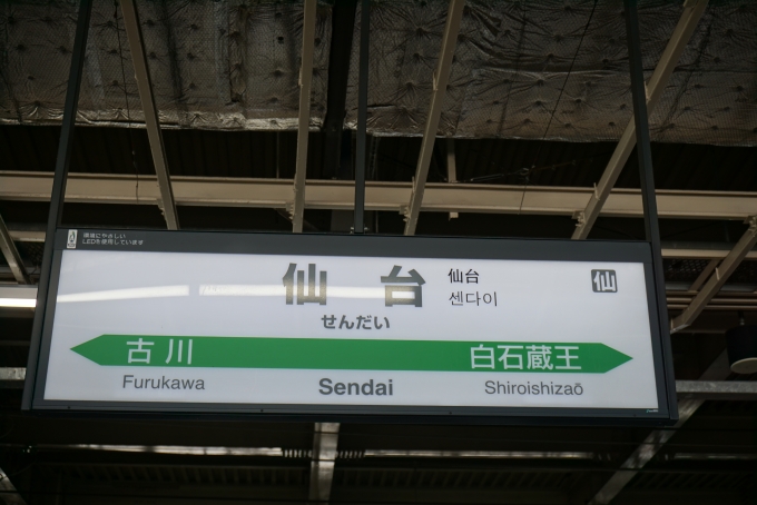 鉄道乗車記録の写真:駅名看板(10)        「東北新幹線仙台駅」