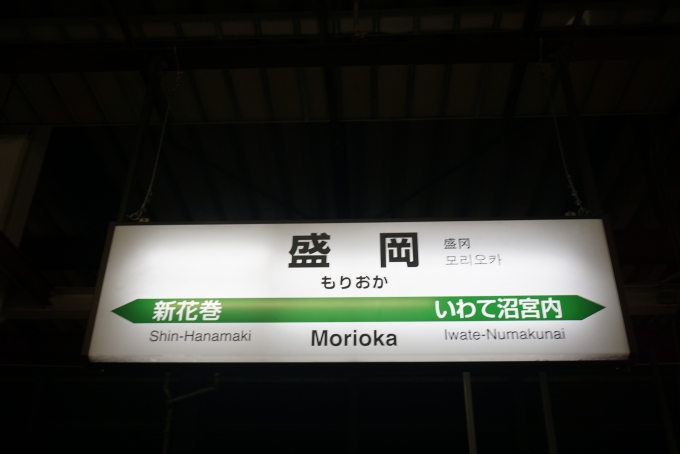 鉄道乗車記録の写真:駅名看板(5)        「東北新幹線盛岡駅」