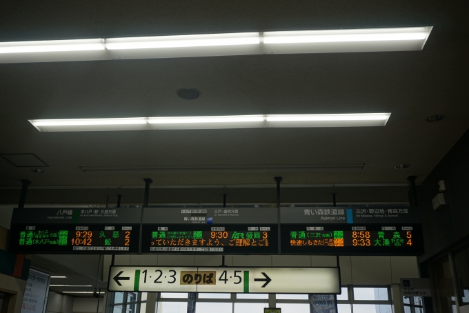鉄道乗車記録の写真:駅舎・駅施設、様子(1)        「八戸駅発車案内」