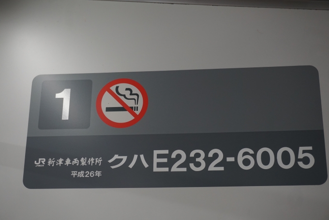 鉄道乗車記録の写真:車両銘板(4)        「JR東日本 クハE232-6005」