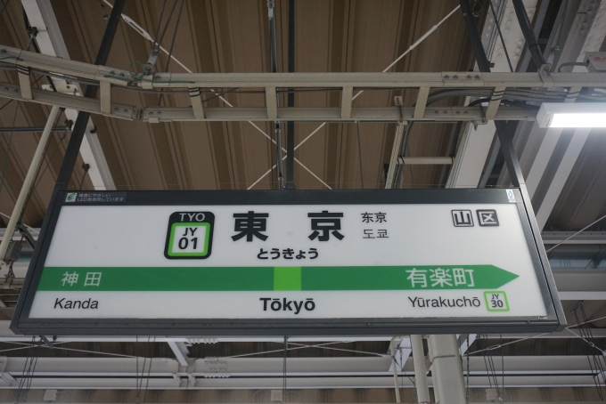 鉄道乗車記録の写真:駅名看板(3)        「山手線東京駅」