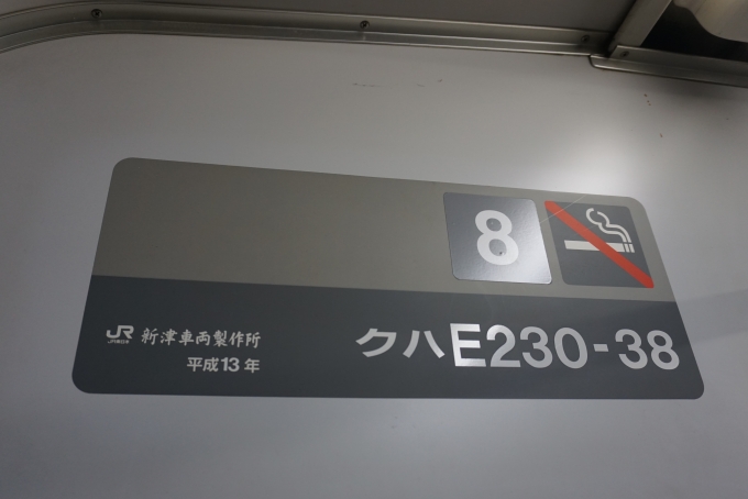 鉄道乗車記録の写真:車両銘板(2)        「JR東日本 クハE230-38」