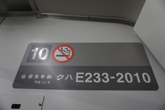 鉄道乗車記録の写真:車両銘板(2)        「JR東日本 クハE233-2010」