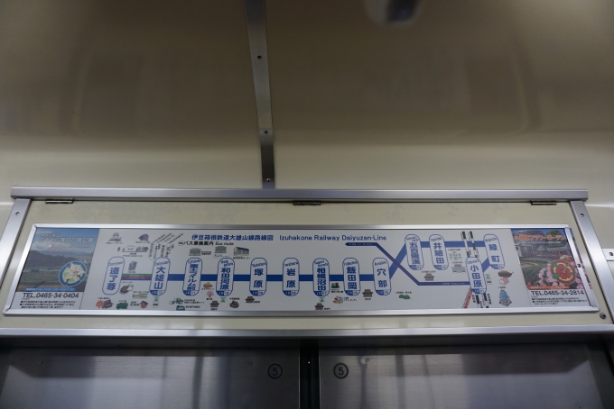 鉄道乗車記録の写真:車内設備、様子(8)        「大雄山線路線図」