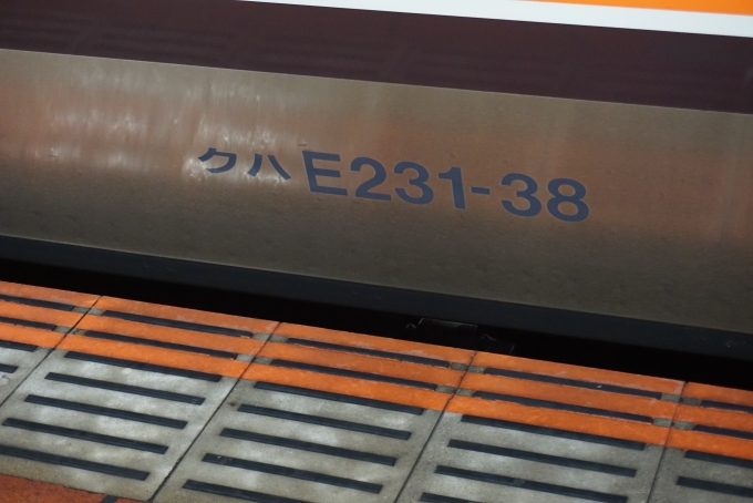 鉄道乗車記録の写真:車両銘板(3)        「JR東日本 クハE231-38」