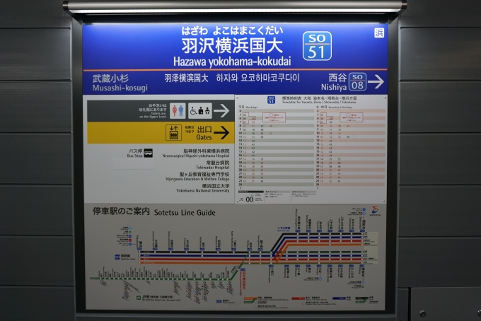 鉄道乗車記録の写真:駅名看板(6)        「羽沢横浜国大駅看板」