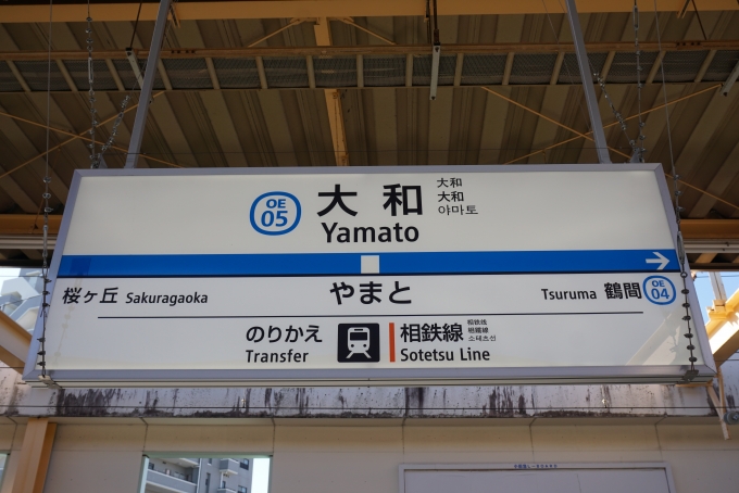 鉄道乗車記録の写真:駅名看板(3)        「小田急線大和駅」