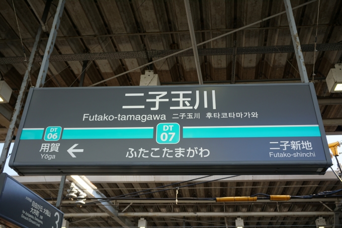 鉄道乗車記録の写真:駅名看板(5)        「田園都市線二子玉川駅」