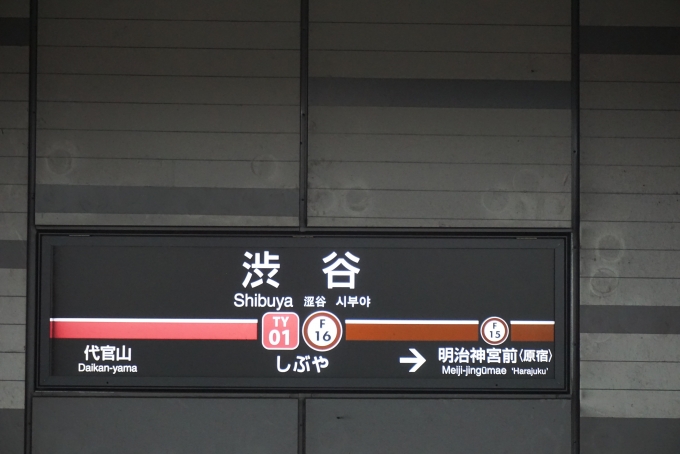 鉄道乗車記録の写真:駅名看板(5)        「東急東横線渋谷駅」