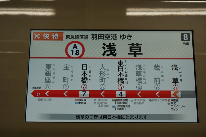 鉄道乗車記録の写真:車内設備、様子(5)        「快特羽田空港車内案内」