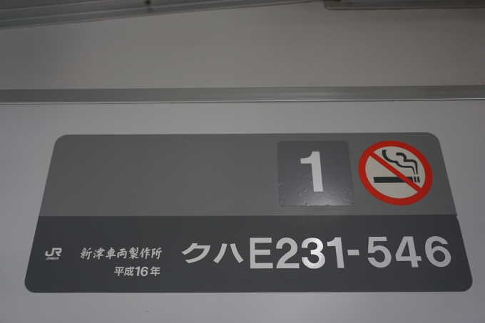 鉄道乗車記録の写真:車両銘板(3)        「JR東日本 クハE231-546」