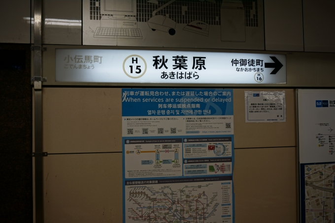 鉄道乗車記録の写真:駅名看板(2)        「日比谷線秋葉原駅」