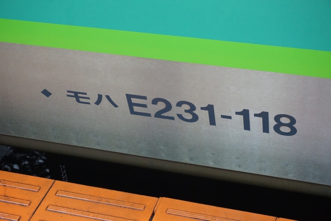 鉄道乗車記録の写真:車両銘板(4)        「JR東日本 モハE231-118」