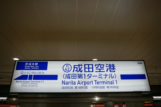 鉄道乗車記録の写真:駅名看板(8)        「京成本線成田空港駅」