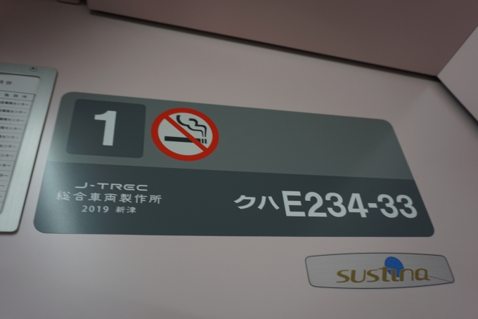 鉄道乗車記録の写真:車両銘板(2)        「JR東日本 クハE234-33」